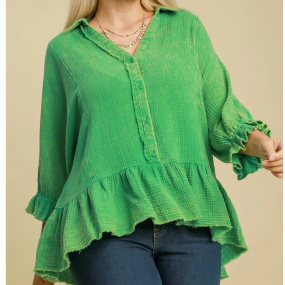021.Mineral Washed Cotton Gauze Top